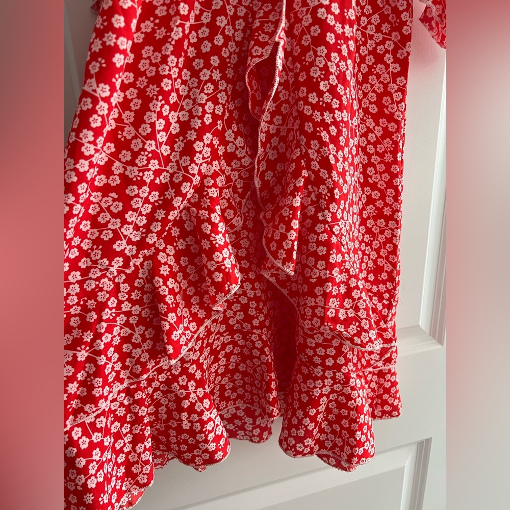 Red Floral Ruffle Dress - Picture 2 of 15